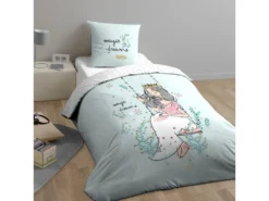 Parure De Couette 2 Pièces Reversible 140x200 Cm 100% Coton Bio 57 Fils Magic