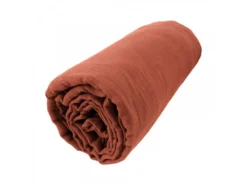 Drap Housse 100% Gaze De Coton Taille 140 X 190 Cm Couleur Terracotta
