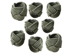 Lot 8 Ronds De Serviette Vert Avec Tressage D5 Cm X H5 Cm - TUCH 6884