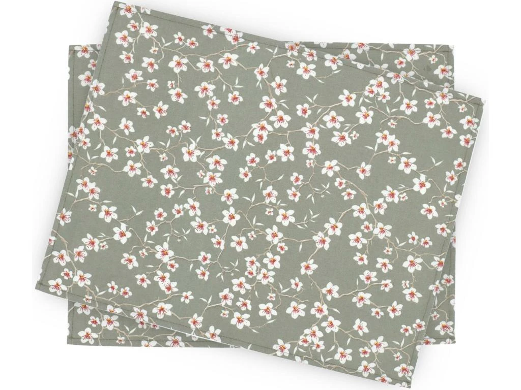 Lot De 2 Sets De Table Enduit 35x45 Cm AMANDIER Vert Sauge 1 Lot De 2 Sets De Table Enduit 35x45 Cm AMANDIER Vert Sauge