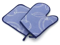 Set De Cuisine 2 Pièces : Gant De Cuisine Et Manique LINE Bleu