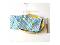 Lot De 4 Serviettes De Table En Coton Bleu Imprimé Tikal 40 X 40 Cm -Herman Miller Magasin linge de table 12554953