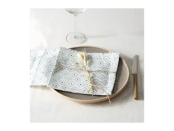 Lot De 4 Serviettes De Table En Coton Gris Imprimé Etnik 40 X 40 Cm -Herman Miller Magasin linge de table 12554959