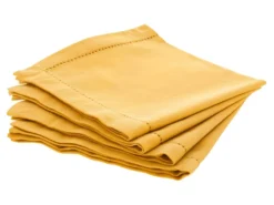 Lot De 4 Serviettes De Table En Coton Ocre 40 X 40 Cm