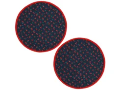 Set De Table Enduit 38 Cm CERISES Bleu Marine