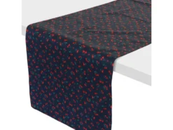 Chemin De Table Enduit 45x150 Cm CERISES Bleu Marine