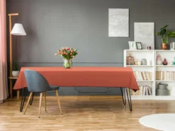 Nappe En Coton Et Lin à Bordure Noire - 170 X 250 Cm - Terracotta - BORINA -Herman Miller Magasin linge de table 13181645