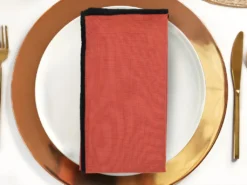Lot De 4 Serviettes De Table En Coton Et Lin - 45 X 45 Cm - Terracotta - BORINA -Herman Miller Magasin linge de table 13181735