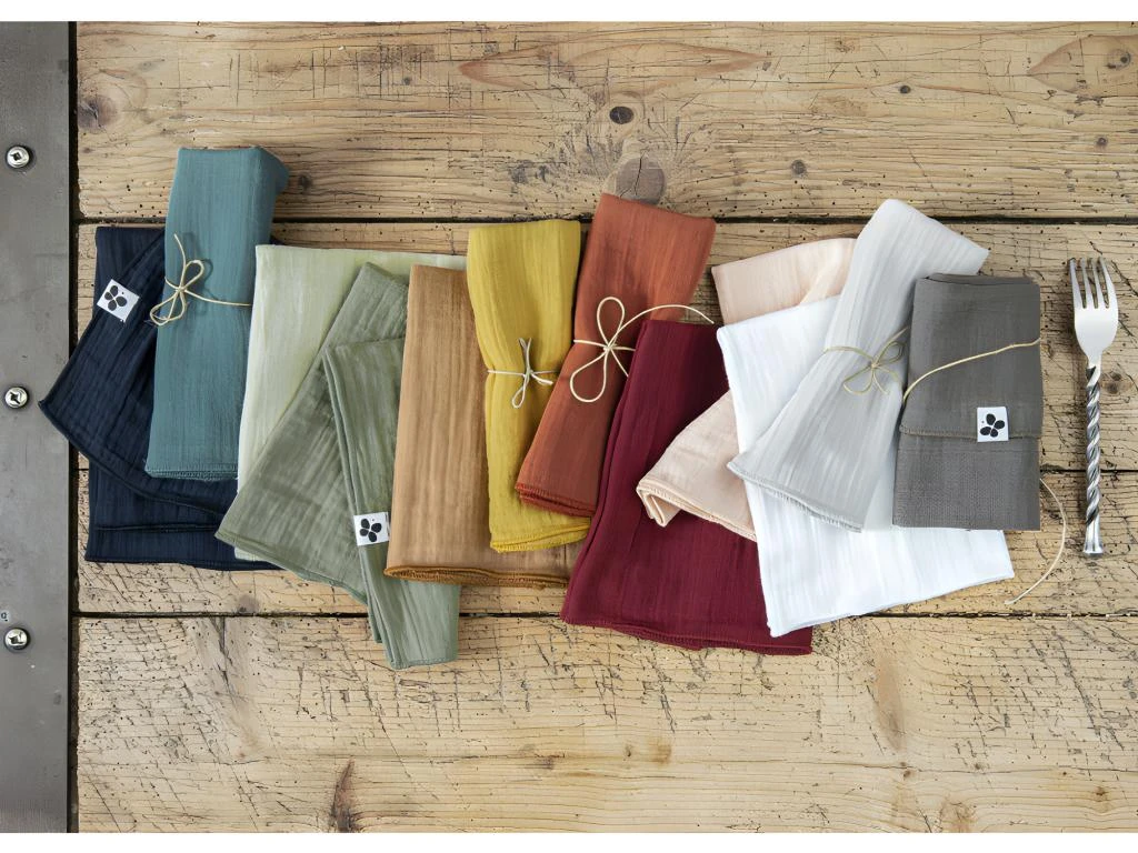 Lot De 2 Essuie-mains "Gaïa" 50 X 70 Cm "Gaze De Coton" - Couleur: Gaïa Granit 2 Lot De 2 Essuie-mains "Gaïa" 50 X 70 Cm "Gaze De Coton" - Couleur: Gaïa Granit – Image 2