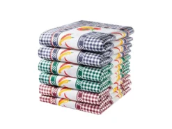 Lot De 6 Torchons De Cuisine Imprimés "Piments" 50 X 70 Cm