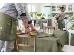 Nappe De Table "Gaïa" 150 X 350 Cm "Gaze De Coton" - Couleur: Gaïa Romarin