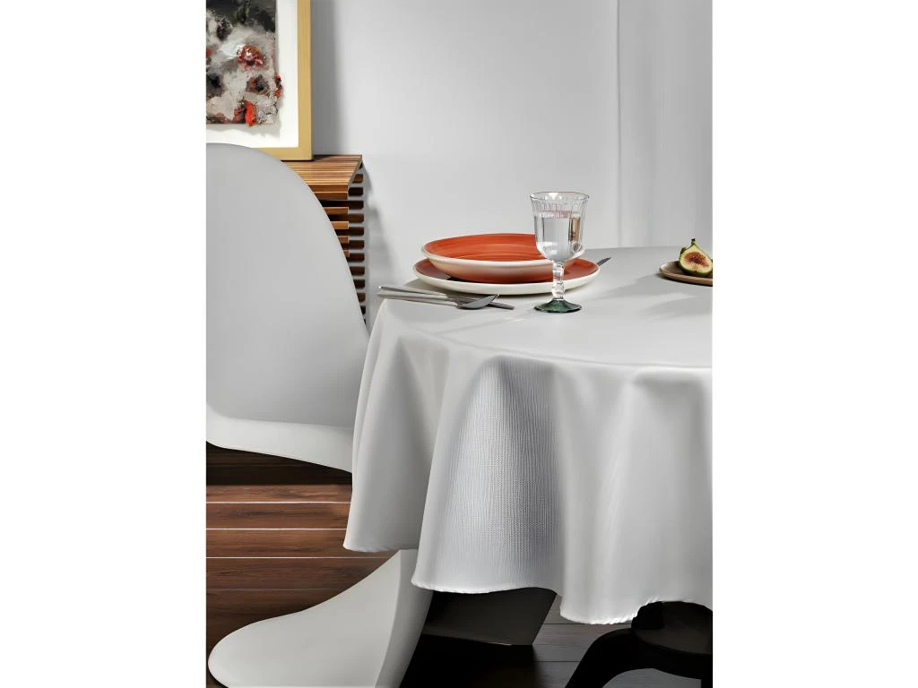 Nappe Anti Tache Ronde "Paillettes" 160 Cm (4 à 6 Couverts) - Couleur: Blanc 1 Nappe Anti Tache Ronde "Paillettes" 160 Cm (4 à 6 Couverts) - Couleur: Blanc