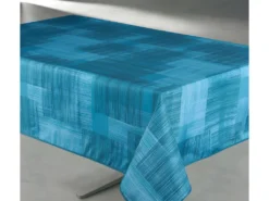 Nappe Antitache Imprimée Géo Rectangulaire 145 X 240 Cm - Couleur: Bleu Paon