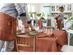 Nappe De Table "Gaïa" 150 X 250 Cm "Gaze De Coton" - Couleur: Gaïa Terracotta