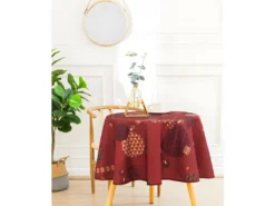 Nappe Anti Tache Ronde "Vickye" 160 Cm (4 à 6 Couverts) - Couleur: Rouge