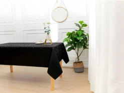 Nappe Anti Tache Rectangulaire "Stella" Effet Métal 145 X 240 Cm (6 à 10 Couverts) - Couleur: Noir