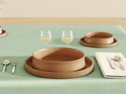 Lot De 4 Serviettes De Table En Coton - 45 X 45 Cm - Blanc - Bordure Beige - LOANIA -Herman Miller Magasin linge de table 14291025