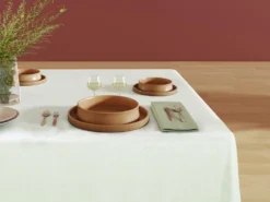 Lot De 4 Serviettes De Table En Coton - 45 X 45 Cm - Vert - Bordure Beige - LOANIA -Herman Miller Magasin linge de table 14291079