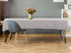 Ensemble Nappe + 4 Serviettes De Table En Lin Et Coton - Bordure Noire - Taupe - 170 X 250 Cm - BORINA -Herman Miller Magasin linge de table 14455549