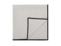 Ensemble Nappe + 4 Serviettes De Table En Lin Et Coton - Bordure Noire - Taupe - 170 X 250 Cm - BORINA -Herman Miller Magasin linge de table 14455561