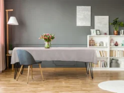 Ensemble Nappe + 4 Serviettes De Table En Lin Et Coton - Bordure Noire - Taupe - 170 X 300 Cm - BORINA -Herman Miller Magasin linge de table 14455599