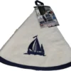 Essuie Mains Torchon Rond 60 Cm Brode Bateau Blanc