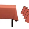 Ensemble Nappe + 4 Serviettes De Table En Lin Et Coton - Bordure Noire - Terracotta - 170 X 300 Cm - BORINA