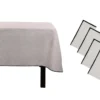 Ensemble Nappe + 4 Serviettes De Table En Lin Et Coton - Bordure Noire - Taupe - 170 X 300 Cm - BORINA