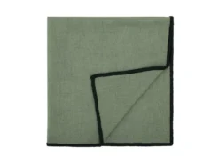 Ensemble Nappe + 4 Serviettes De Table En Lin Et Coton - Bordure Noire - Kaki - 170 X 300 Cm - BORINA -Herman Miller Magasin linge de table 14802917