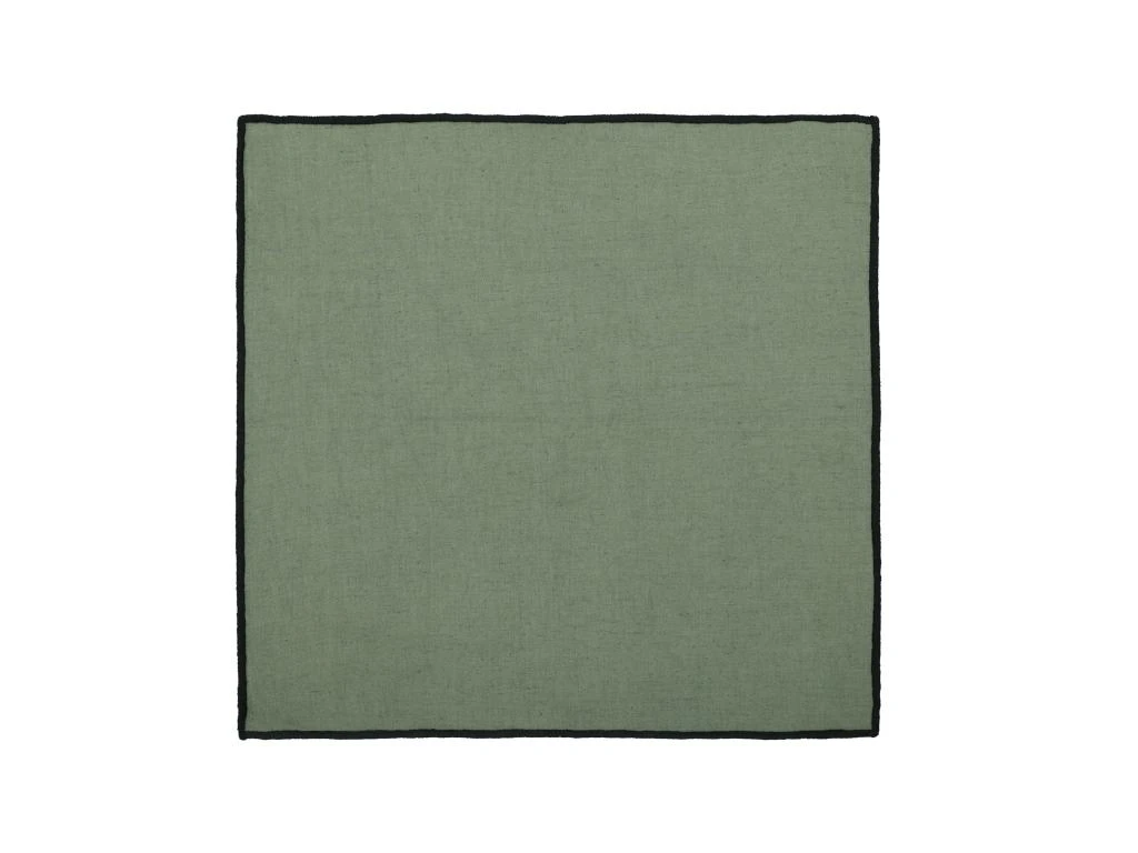 Ensemble Nappe + 4 Serviettes De Table En Lin Et Coton - Bordure Noire - Kaki - 170 X 170 Cm - BORINA 4 Ensemble Nappe + 4 Serviettes De Table En Lin Et Coton - Bordure Noire - Kaki - 170 X 170 Cm - BORINA – Image 4