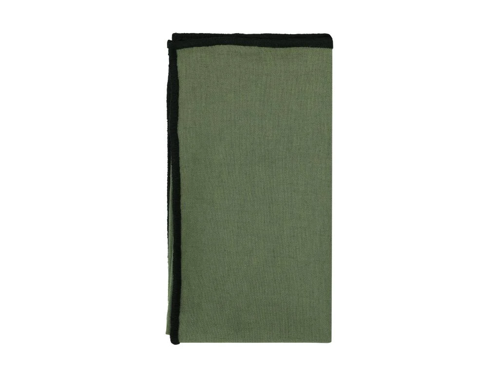 Ensemble Nappe + 4 Serviettes De Table En Lin Et Coton - Bordure Noire - Kaki - 170 X 170 Cm - BORINA 5 Ensemble Nappe + 4 Serviettes De Table En Lin Et Coton - Bordure Noire - Kaki - 170 X 170 Cm - BORINA – Image 5