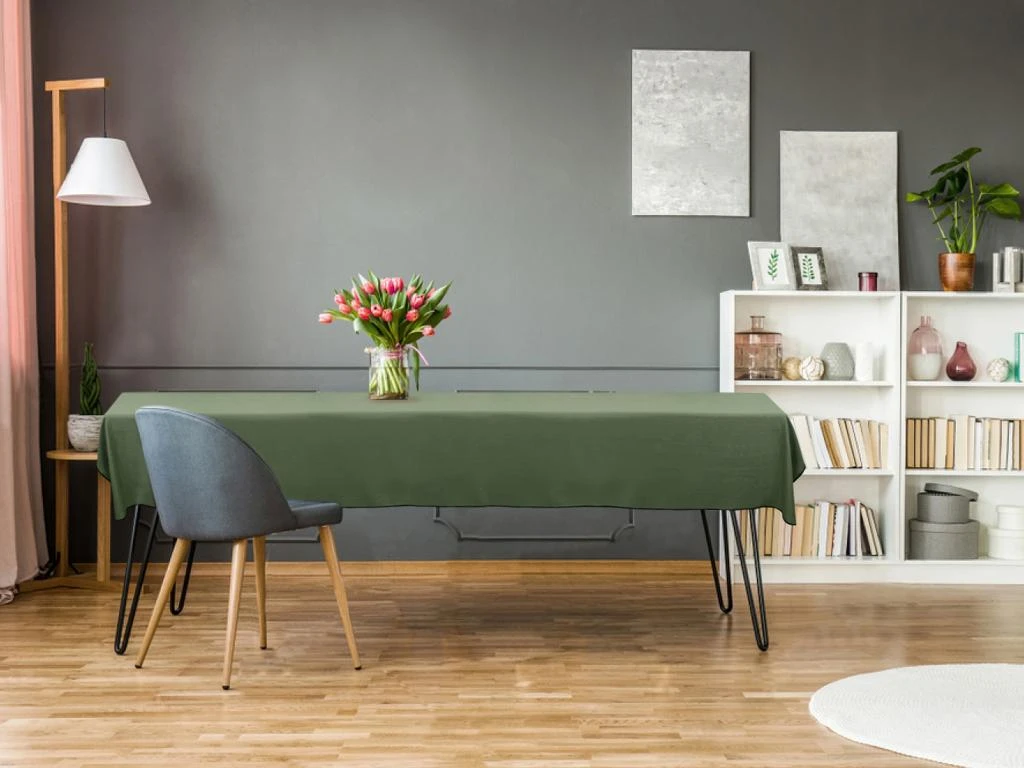 Ensemble Nappe + 4 Serviettes De Table En Lin Et Coton - Bordure Noire - Kaki - 170 X 170 Cm - BORINA 7 Ensemble Nappe + 4 Serviettes De Table En Lin Et Coton - Bordure Noire - Kaki - 170 X 170 Cm - BORINA – Image 7