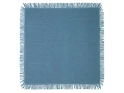Ensemble Nappe + 4 Serviettes De Table à Franges - Coton - Bleu - 140 X 240 Cm - POLA -Herman Miller Magasin linge de table 15072503