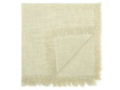 Ensemble Nappe + 4 Serviettes De Table à Franges - Coton - Beige - 140 X 240 Cm - POLA -Herman Miller Magasin linge de table 15072633