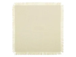 Ensemble Nappe + 4 Serviettes De Table à Franges - Coton - Beige - 140 X 240 Cm - POLA -Herman Miller Magasin linge de table 15072641