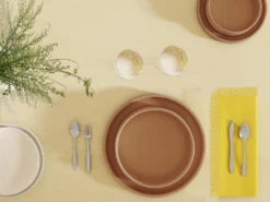 Ensemble Nappe + 4 Serviettes De Table à Franges - Coton - Beige - 140 X 240 Cm - POLA -Herman Miller Magasin linge de table 15072647