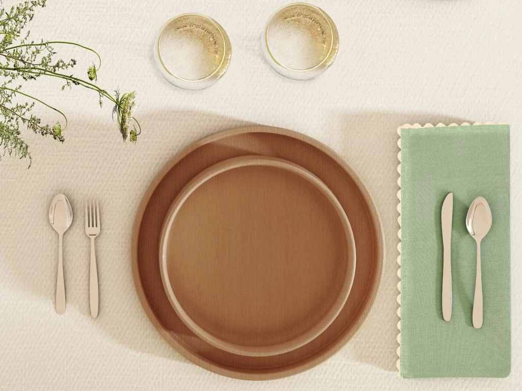 Ensemble Nappe + 4 Serviettes De Table En Coton - Bordure Beige - Vert - 140 X 240 Cm - LOANIA 8 Ensemble Nappe + 4 Serviettes De Table En Coton - Bordure Beige - Vert - 140 X 240 Cm - LOANIA – Image 8