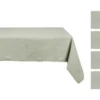 Ensemble Nappe + 4 Serviettes De Table En Coton - Bordure Beige - Vert - 140 X 240 Cm - LOANIA