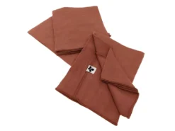 OUREA - Lot De 3 Serviettes 40x40cm Gaze De Coton Terracotta