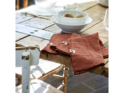 OUREA - Lot De 3 Serviettes 40x40cm Gaze De Coton Terracotta -Herman Miller Magasin linge de table 15854057