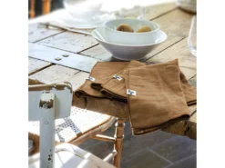 OUREA - Lot De 3 Serviettes 40x40cm Gaze De Coton Camel -Herman Miller Magasin linge de table 15854067