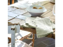 OUREA - Lot De 3 Serviettes 40x40cm Gaze De Coton Vert D'Eau -Herman Miller Magasin linge de table 15854101