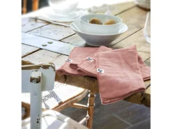 OUREA - Lot De 3 Serviettes 40x40cm Gaze De Coton Rose Pêche -Herman Miller Magasin linge de table 15854109
