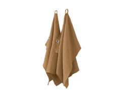 OUREA - Lot De 2 Essuie-mains 50x70cm Gaze De Coton Camel