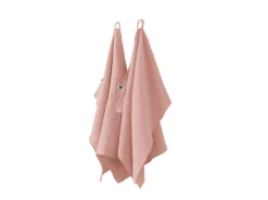 OUREA - Lot De 2 Essuie-mains 50x70cm Gaze De Coton Rose Pêche