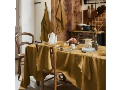 MARGAUX - Lot De 2 Torchons Essuie-vaisselle 50x70cm Lin Lavé Caramel -Herman Miller Magasin linge de table 15912411