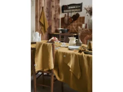 MARGAUX - Lot De 2 Torchons Essuie-vaisselle 50x70cm Lin Lavé Caramel -Herman Miller Magasin linge de table 15912413