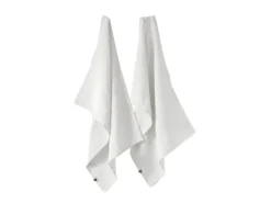 MARGAUX - Lot De 2 Torchons Essuie-vaisselle 50x70cm Lin Lavé Craie