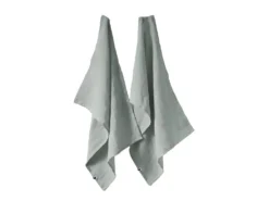 MARGAUX - Lot De 2 Torchons Essuie-vaisselle 50x70cm Lin Lavé Eucalyptus