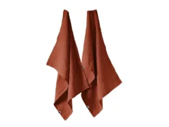 MARGAUX - Lot De 2 Torchons Essuie-vaisselle 50x70cm Lin Lavé Paprika